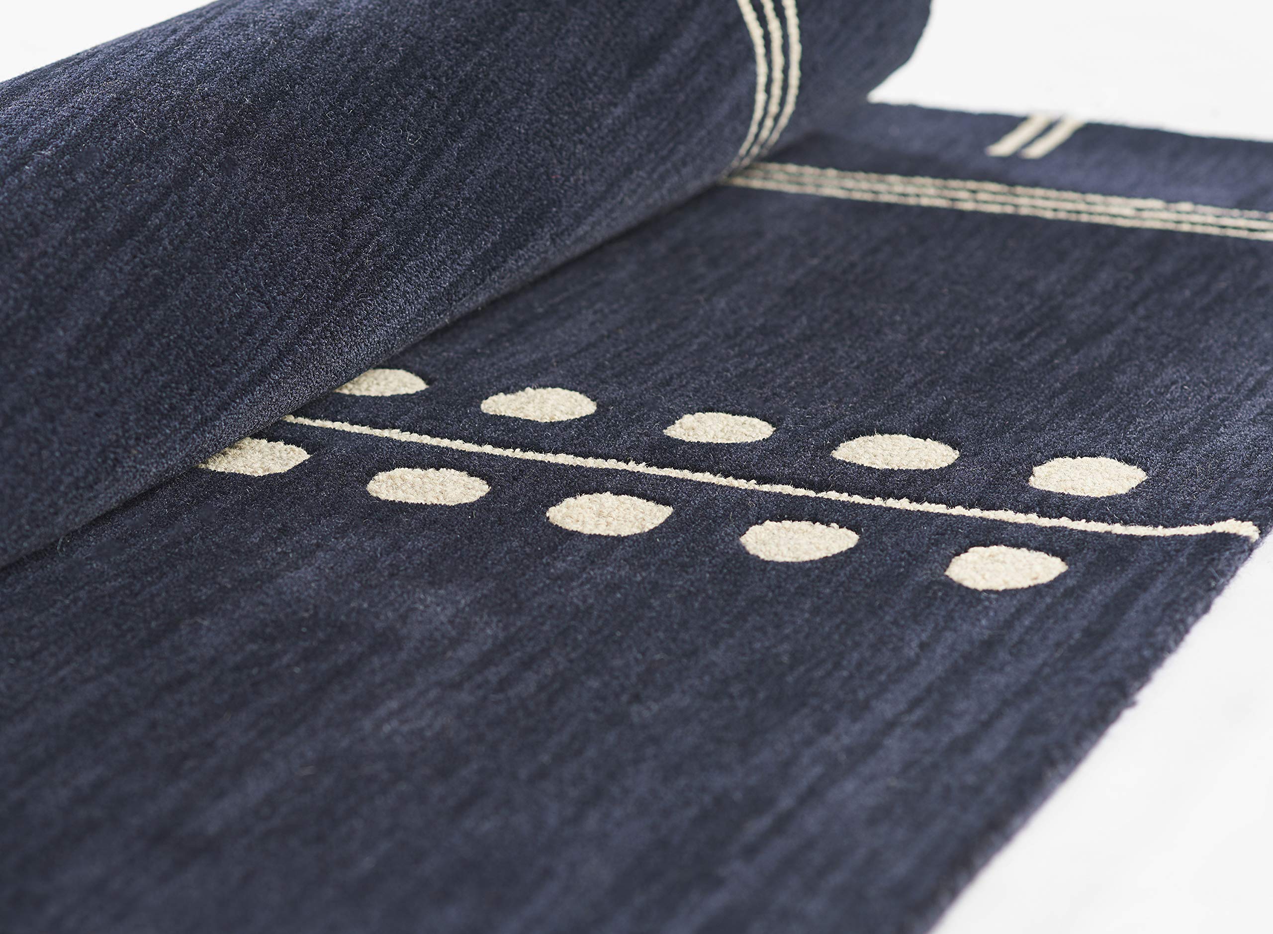 Momeni Simba Wool Hand Tufted Contemporary Indoor Area Rug, Navy, 5' X 8'