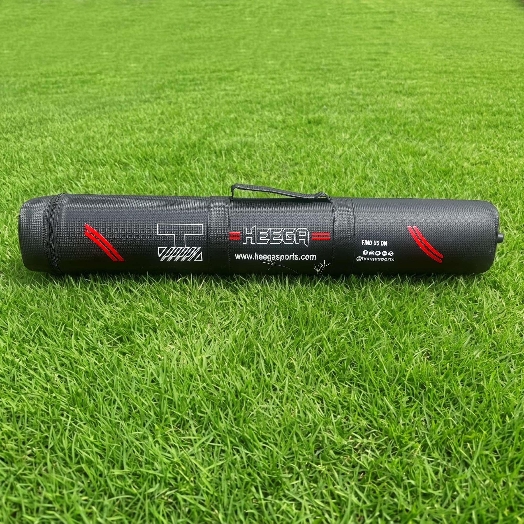 Heega Round Padded Cricket Bat Cover Full Size with Adjustable Shoulder Strap | Lightweight Durable Cricket Bat Carry Case | Protective Bat Bag for Practice & Matches | Black - Pack of 1 4