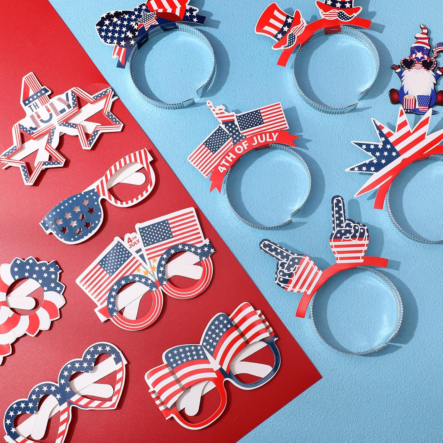 7月4日 パーティー装飾 愛国的なメガネ ヘッドバンド スターストリーマー バナー レッド ホワイト ブルー ホイル カーテン バル