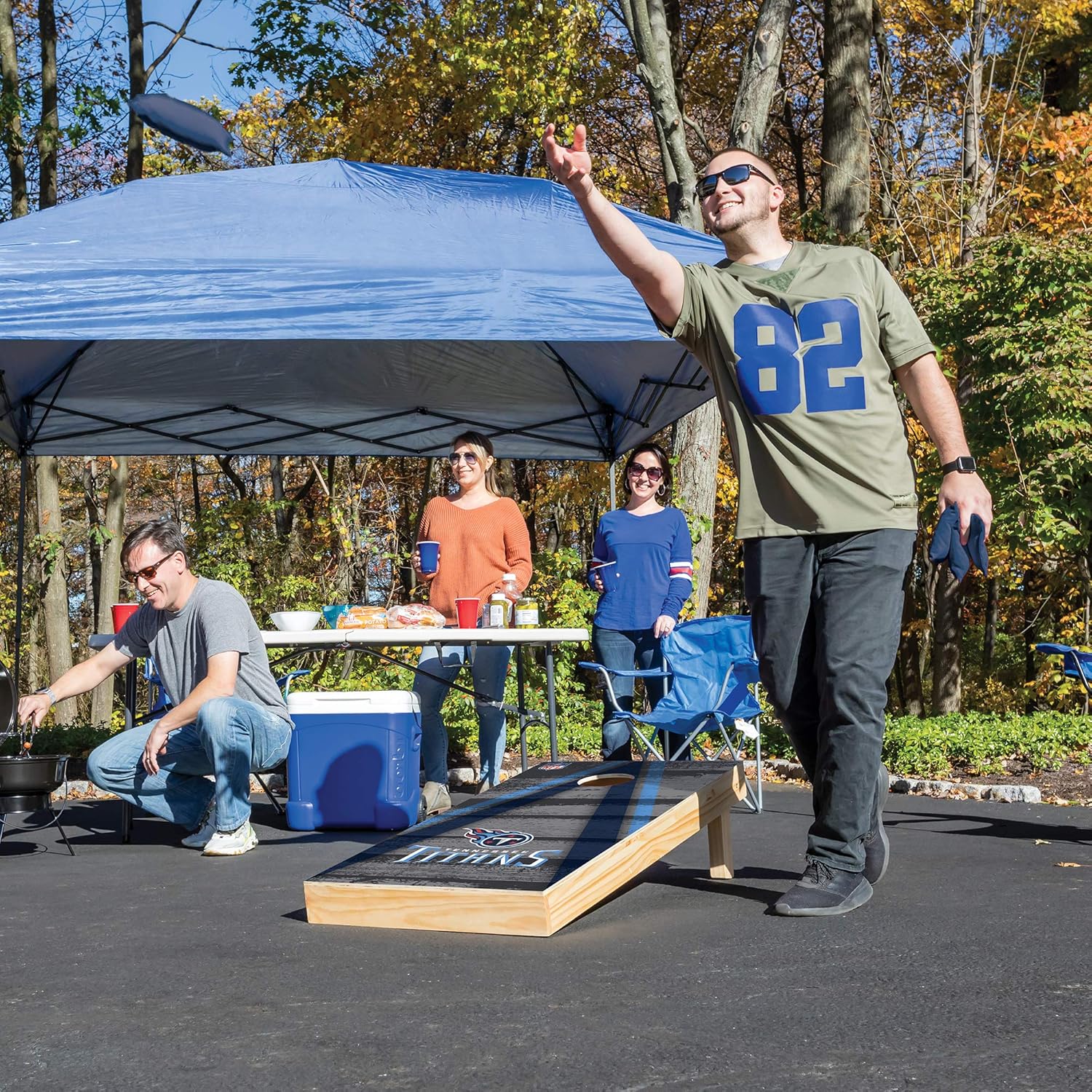NFL Pro Football 2' x 4' Wood Direct Print Tournament Cornhole Set by Wild Sports, Comes with 8 Bean Bags - Perfect for Tailgate, Outdoor, Backyard