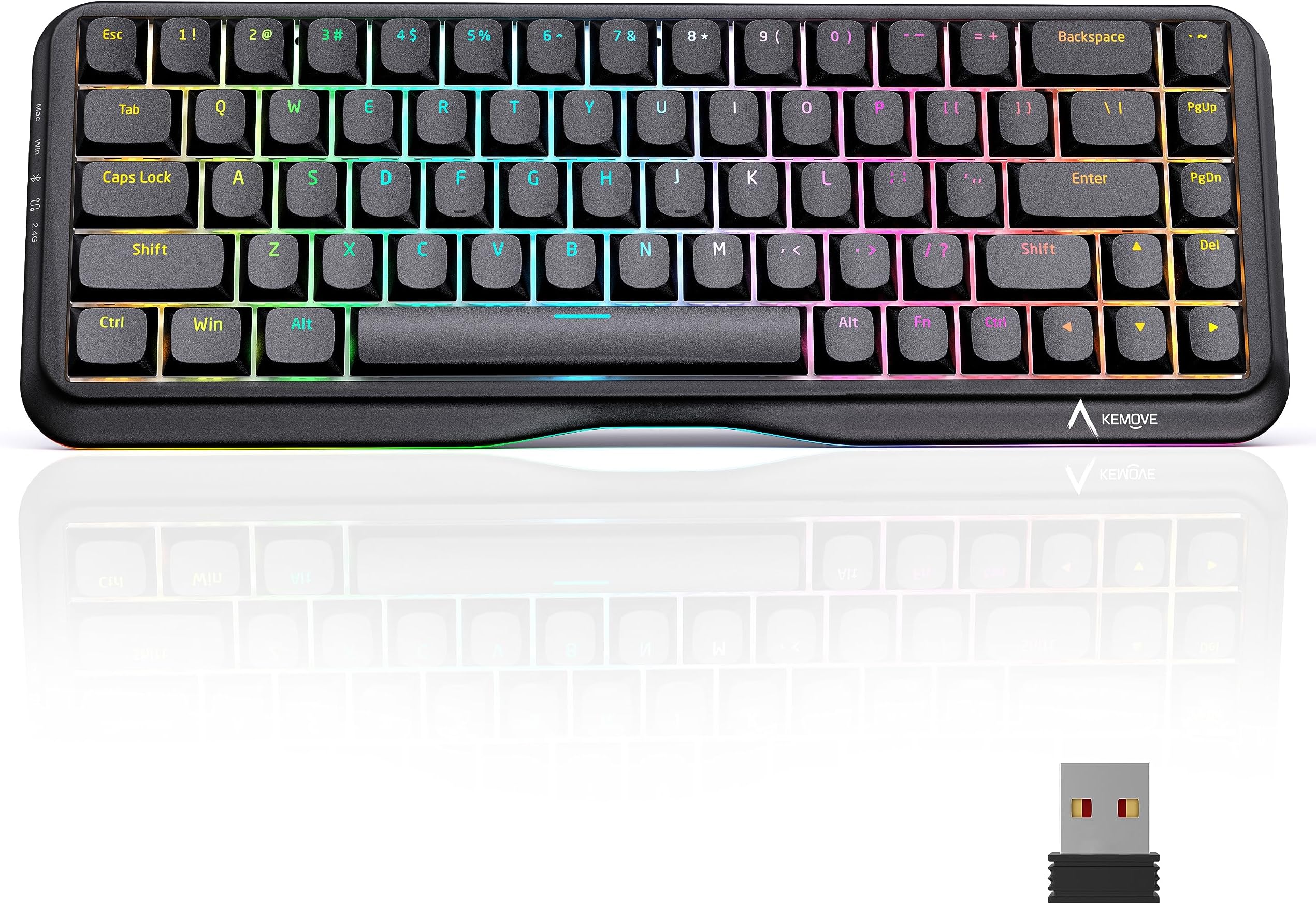 Teclado Mecánico Inalámbrico Portronics Hydra 10 - Bluetooth 5.0 + 2.4 GHz, Luces RGB, Carga Tipo C - Para PC, Móvil, Tablet