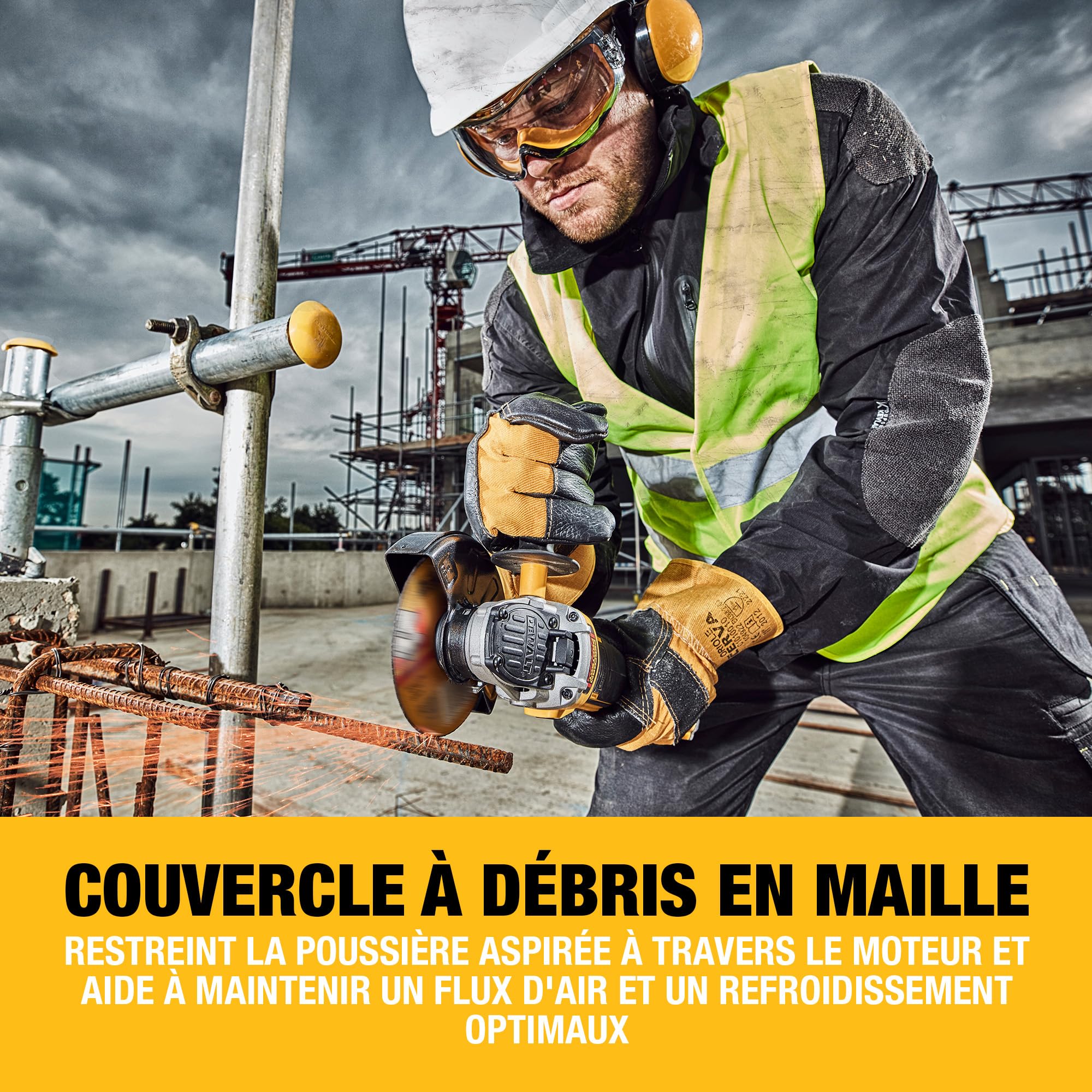 DEWALT - Meuleuse d'angle Brushless XR 18V 125mm, à interrupteur à palette, avec poignée latérale et coffret TSTAK, livré sans batterie, DCG406NT-XJ
