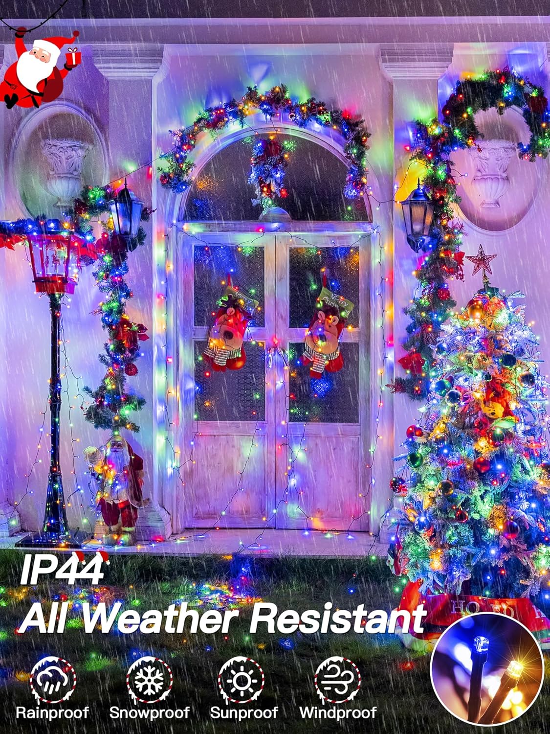 Guhope Christmas Lights 131FT 400 LED, Christmas Tree Light with 8 Lighting Modes, Outdoor Waterproof String Lights with Remote and Timer, Fairy Light for Holiday Decor (Multicolor)