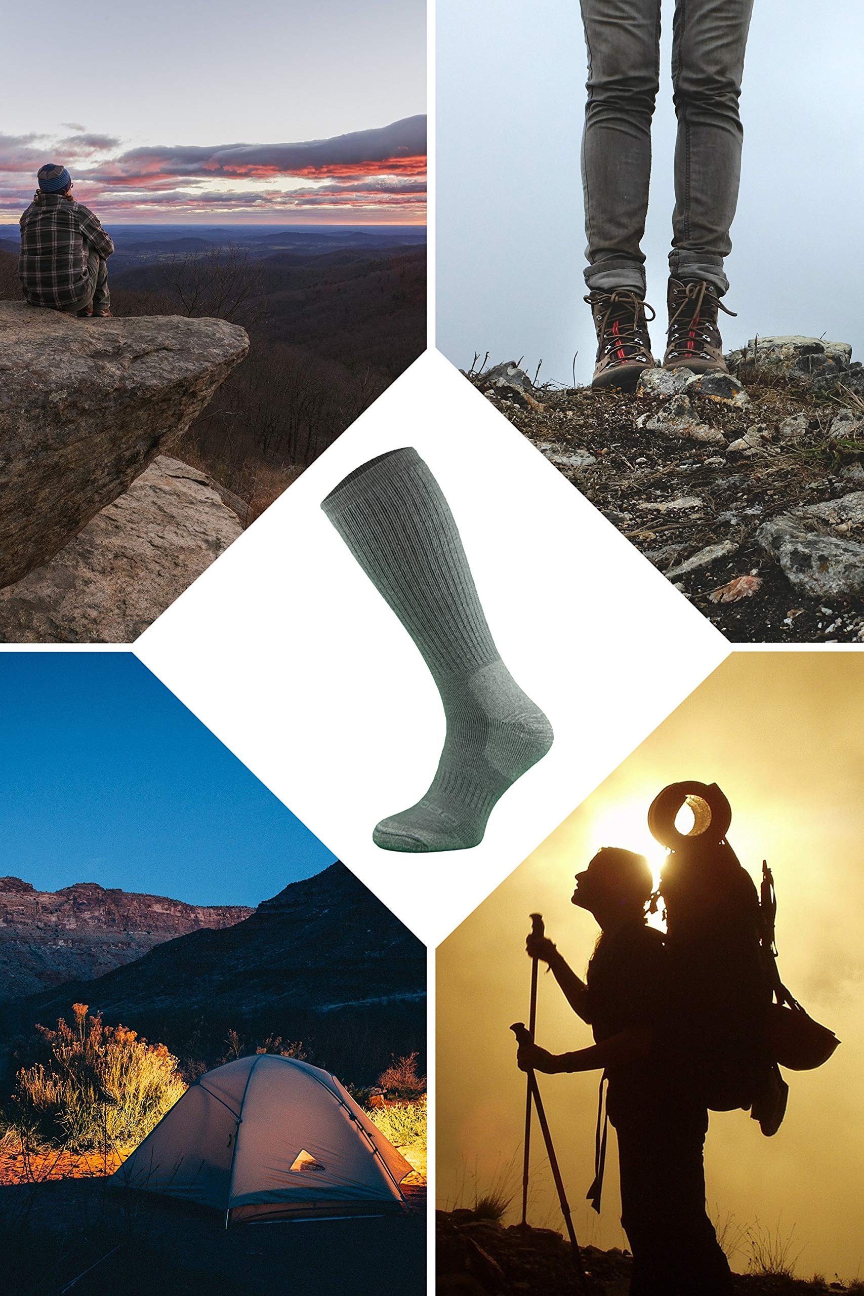 COMODO - Chaussettes Hautes de Laine Merino et Alpaga Laine | Chaussettes Longues pour Trekking Randonnée | Homme et Femme
