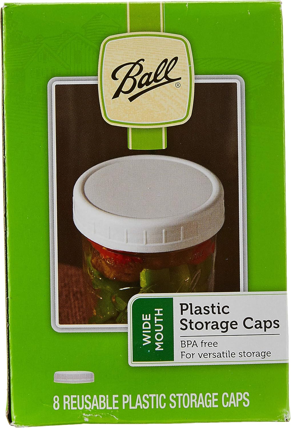 Ball Wide-Mouth Plastic Storage Caps, 8-Count