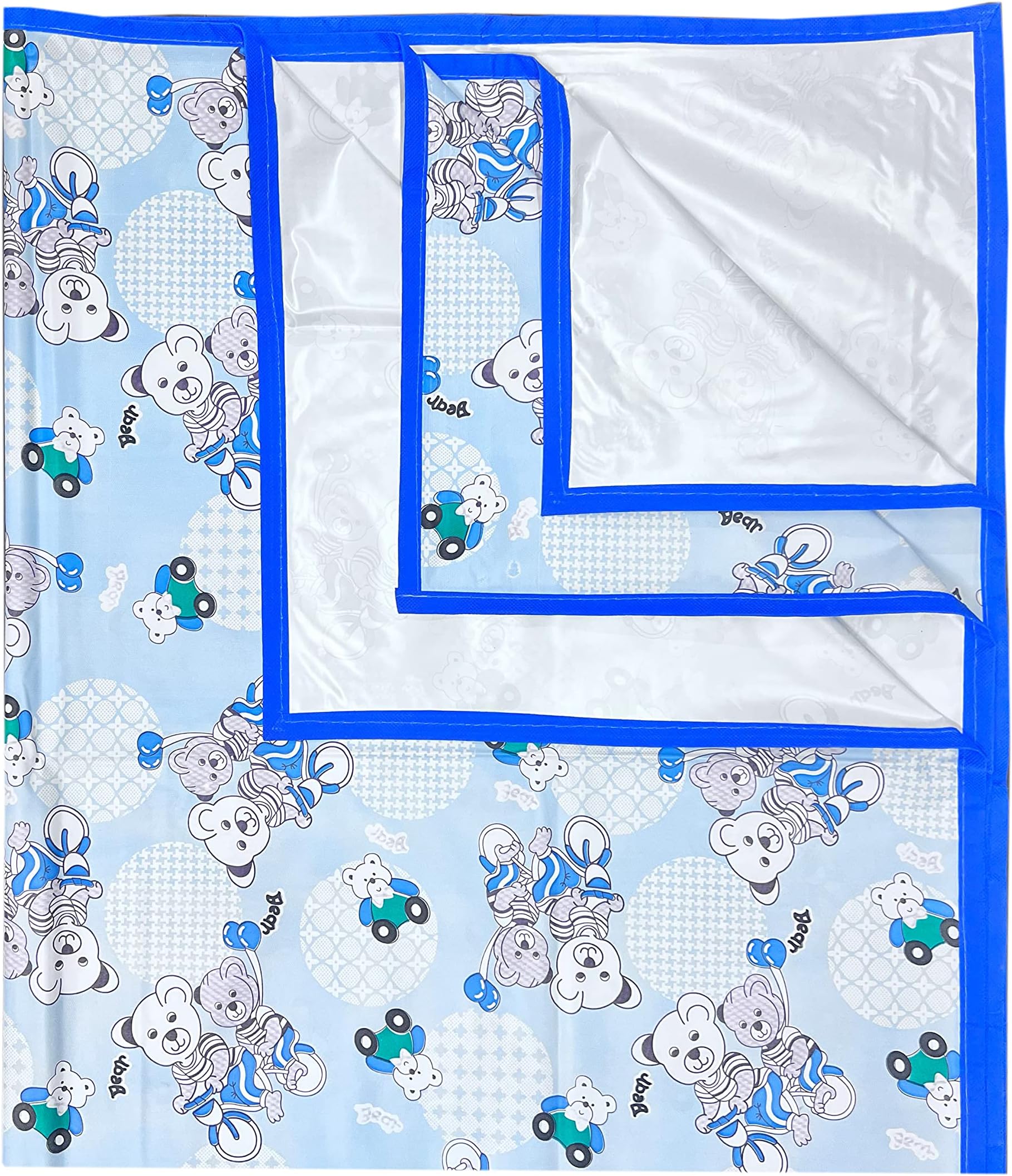 EcoSoft Pookie® Plastic Sheet,PVC Sheet for Kids,Rubber Sheet for Babies,Bed Wetting Protector(90 x 135 cm) (Blue Bear)