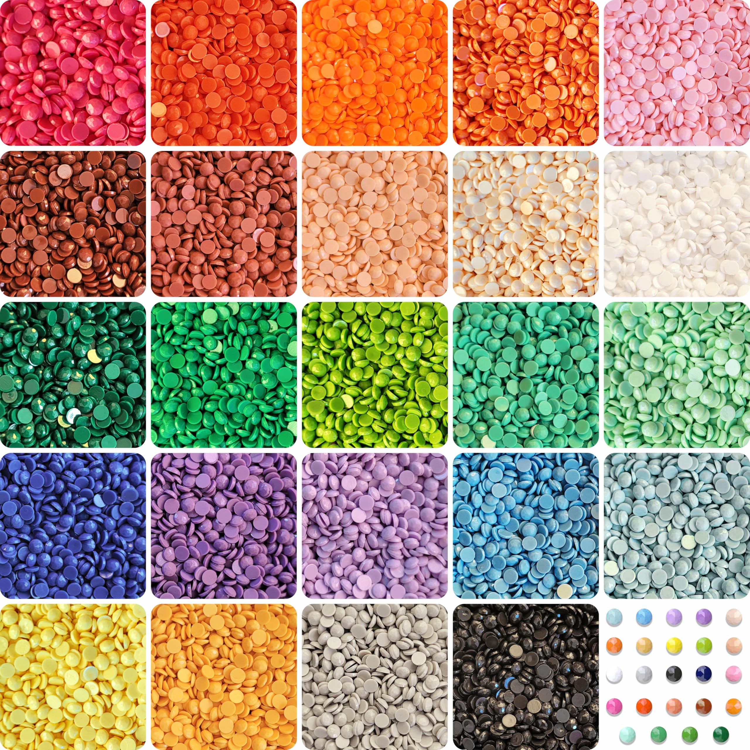 Diamond Painting Gems 3mm | Rhinestones for 5D Diamond Painting, Mandala Art Kit, Nail Art & Phone Case DIY Crafts (24 Multicolour)-image-40