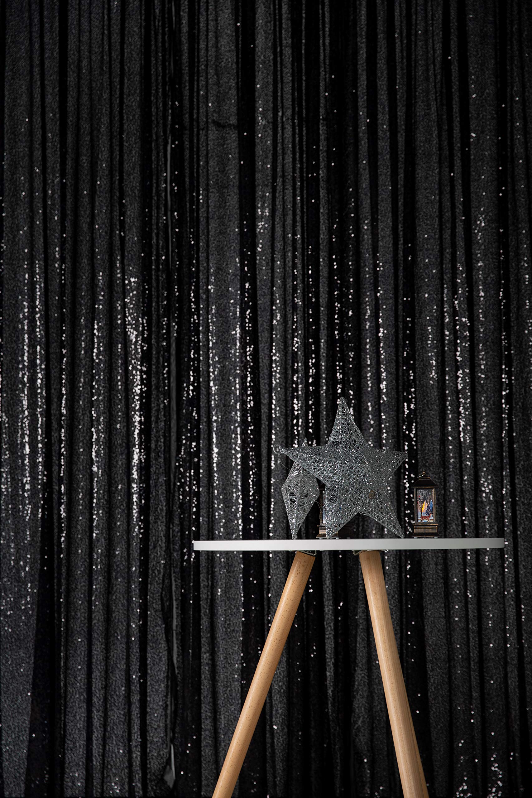 Kate Toile de Fond Noir Paillettes Background 4x7ft/1.25x2.2m Rideau Paillette Décoration de Performance de Bar Fond Studio Photo Toile de Fond Mariage Decor Photo Hôtel Restaurant décoration