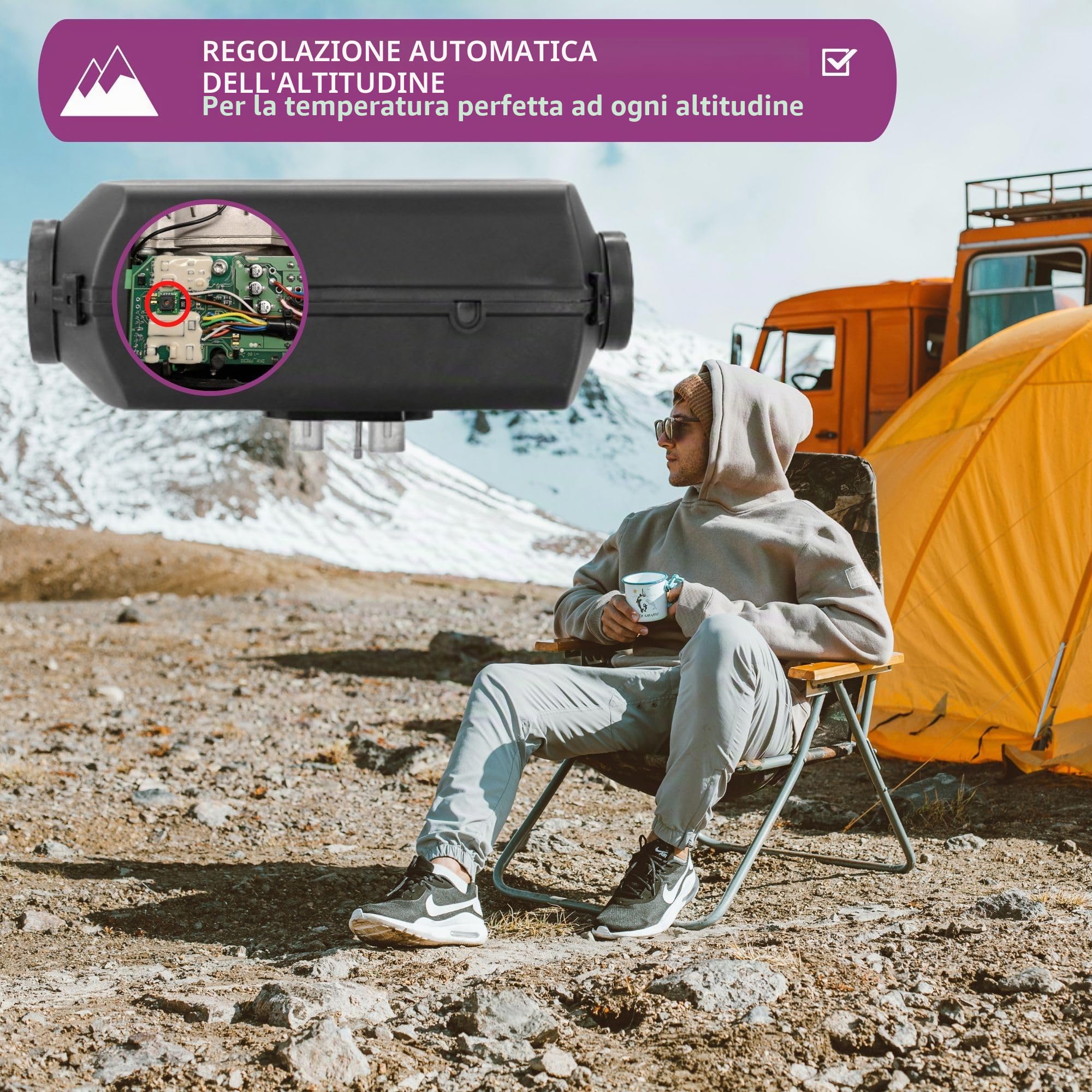 Autoterm Air 4D 4KW 12V Riscaldatore diesel ausiliario ad aria con unità di controllo LED Comfort Control e pompa del carburante silenziosa per veicoli KFZ auto PKW camion camper campervan barca