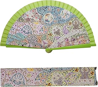 PracticDomus Ventaglio Pieghevole in Tessuto di Cotone Stampato e Legno. Collezione