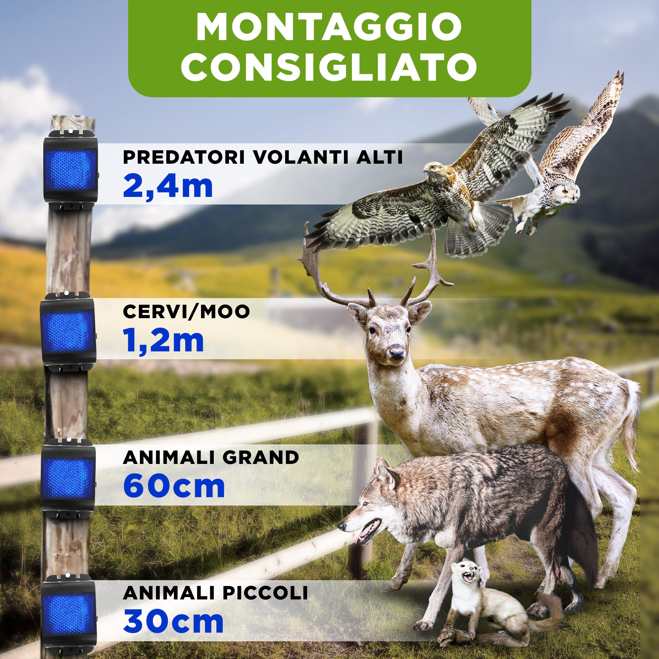 ISOTRONIC Repellente Solare Animali Selvatici LED Blu (6 Pezzi), Dissuasore per Procioni Cervi Volpi Cinghiali, Raggio d'azione 40m², Deterrente Efficace Esterno e Giardino Senza Veleni