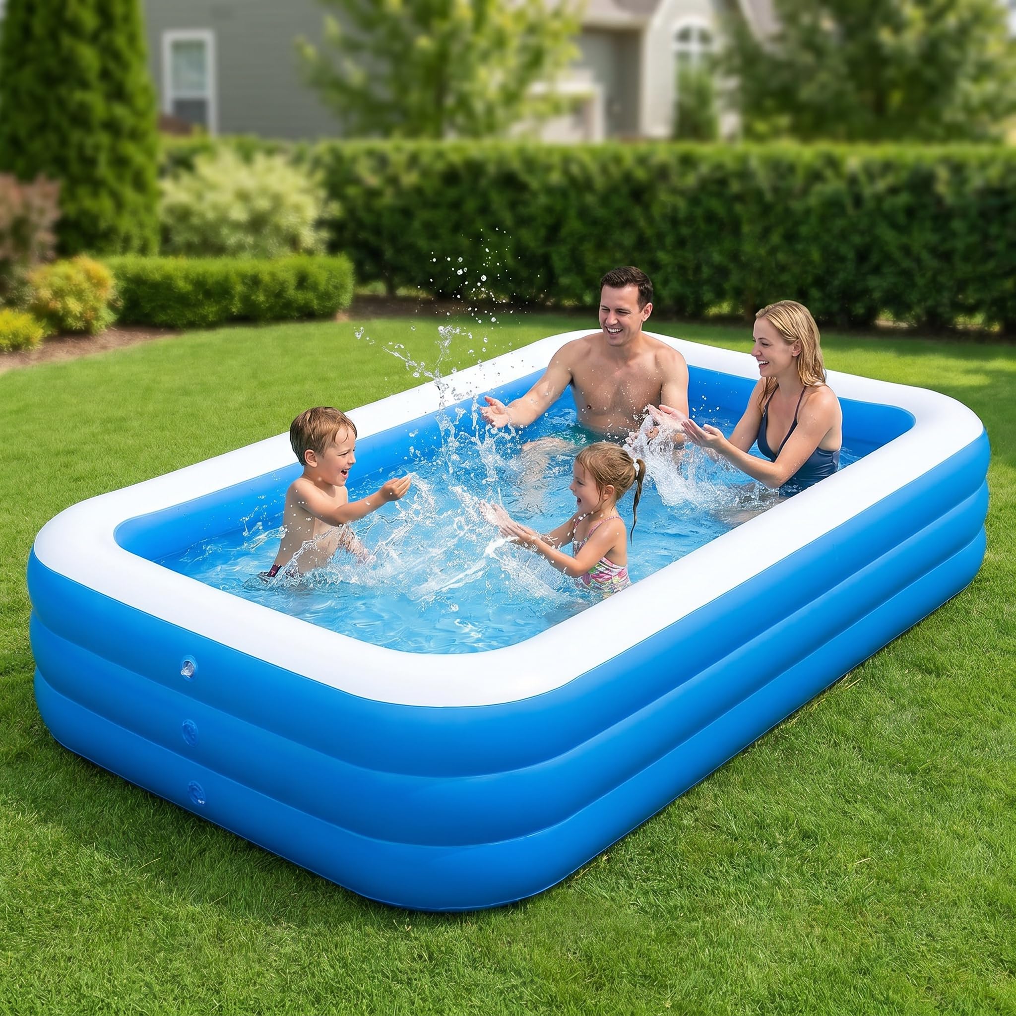Piscina Gonfiabile Extra Large per Adulti E Famiglie, 120x70x22 Cm, Piscina Gonfiabile Rinforzata per Giardino, Cortile, Divertimento Allaperto E Relax Estivo.