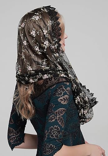 Miniatura 4 de Bordado de encaje Mantilla velo Infinity capilla velo floral encaje velo S113