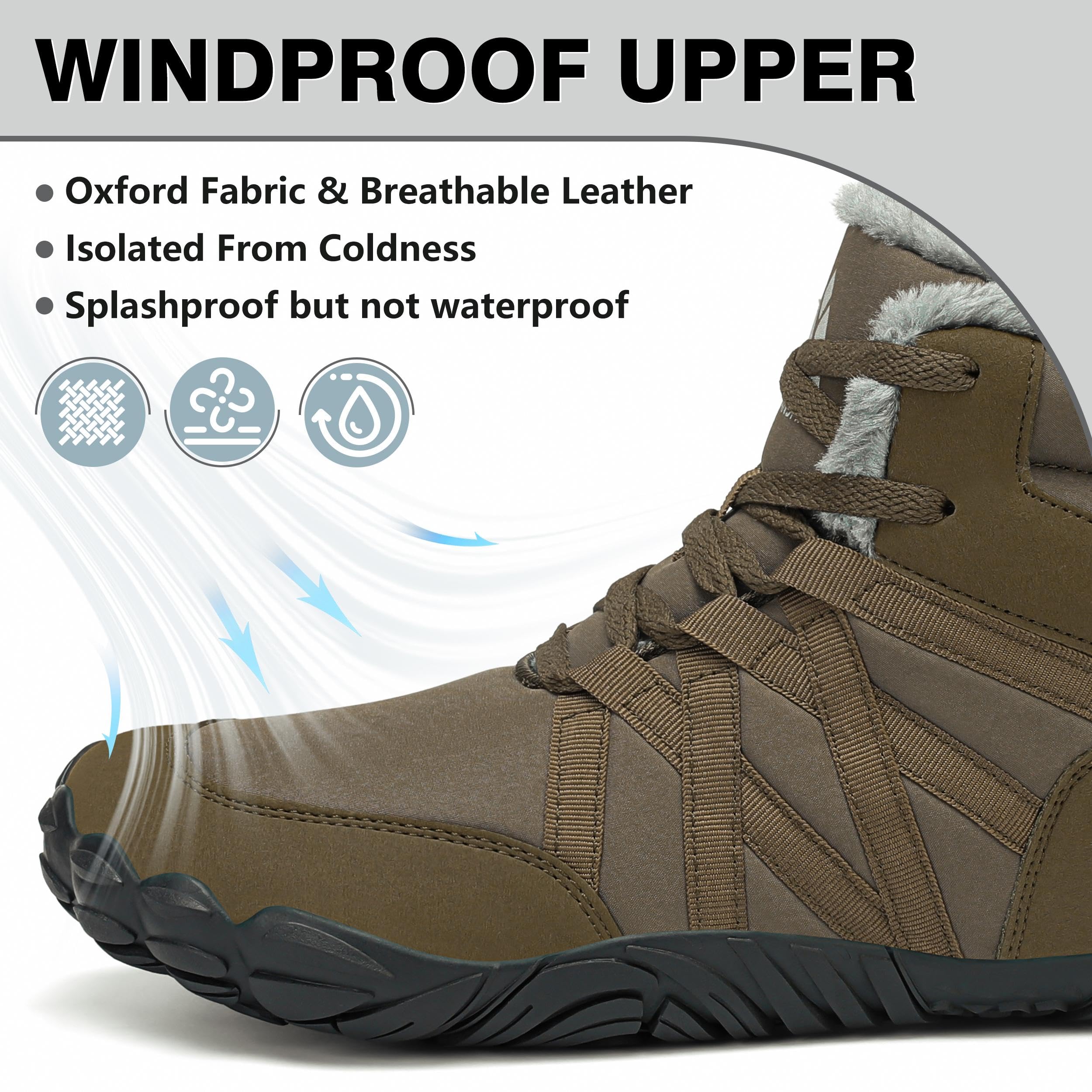 Mishansha Barefoot Scarpe Invernali stivaletti Uomo stivali Inverno Donna Caldi Comode Antiscivolo Gr.36-48EU