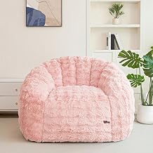 MAXYOYO Giant Bean Bag Chair for Adults, Stuffed Shell-Shaped Large Bean Bag Couch, Cozy Living Room Chair with Filler, Lazy Floor Sofa for Bedroom Living Room, Pale Pink