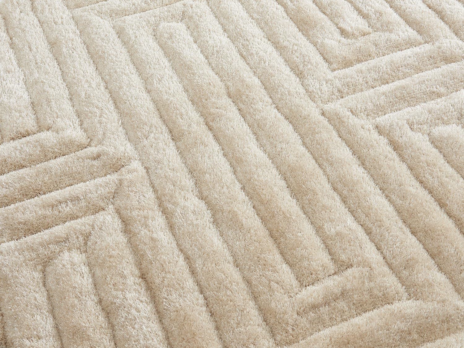 Vente-unique - Tapis Shaggy en Relief à Poils Longs - 160 x 230 cm - Blanc cassé - Maze
