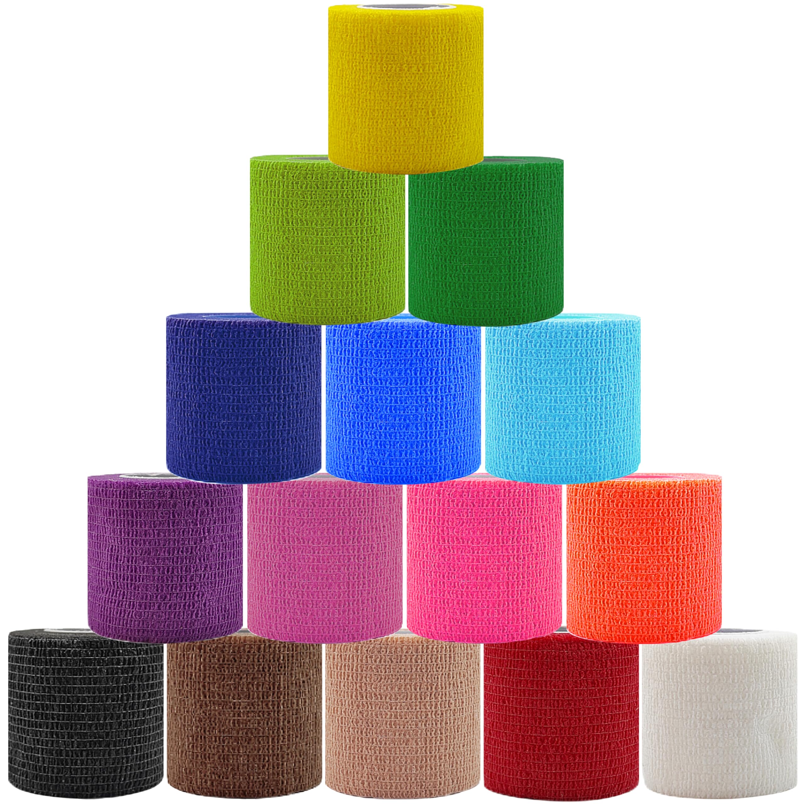 15 Pack Self Adhesive Bandage Wrap 2 Inch x 5 Yards Self-Adherent Elastic Cohesive Wrap Non-Woven Breathable Bandage