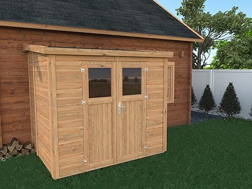 Miniatura 5 de Leisure Season Urbano - Kit de cobertizo inclinado – Moderno cobertizo de almacenamiento para exteriores resistente a la intemperie con piso,