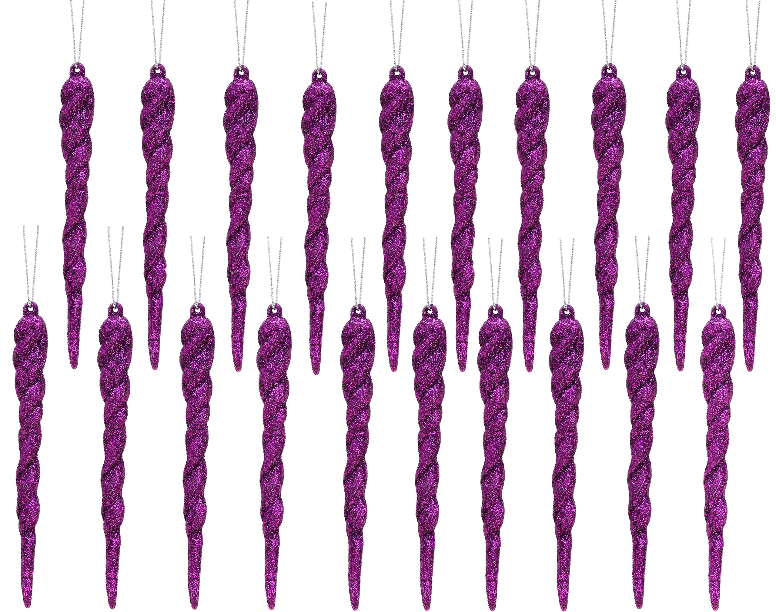 Christmas Concepts Purple Christmas Concepts® 12Cm Glitter Icicle Decorations Christmas Tree Trims (, 20)