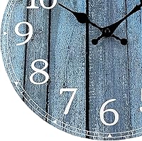 Vista 4 de Plumeet Small Wall Clock, 10'' Frameless Wooden Wall Clocks with Silent Quartz Movement, Rustic Coastal Country Village Clocks Decorative for Deep