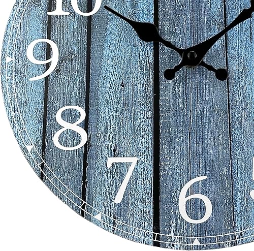 Miniatura 3 de Plumeet Reloj de pared pequeño, reloj de pared de madera sin marco de 10 pulgadas con movimiento de cuarzo silencioso, relojes rústicos de pueblo