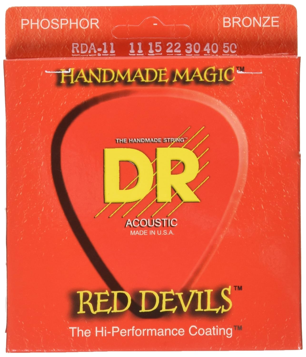 DR Strings RDA11 RED DEVILS RED Colored Acoustic Guitar Strings 1150