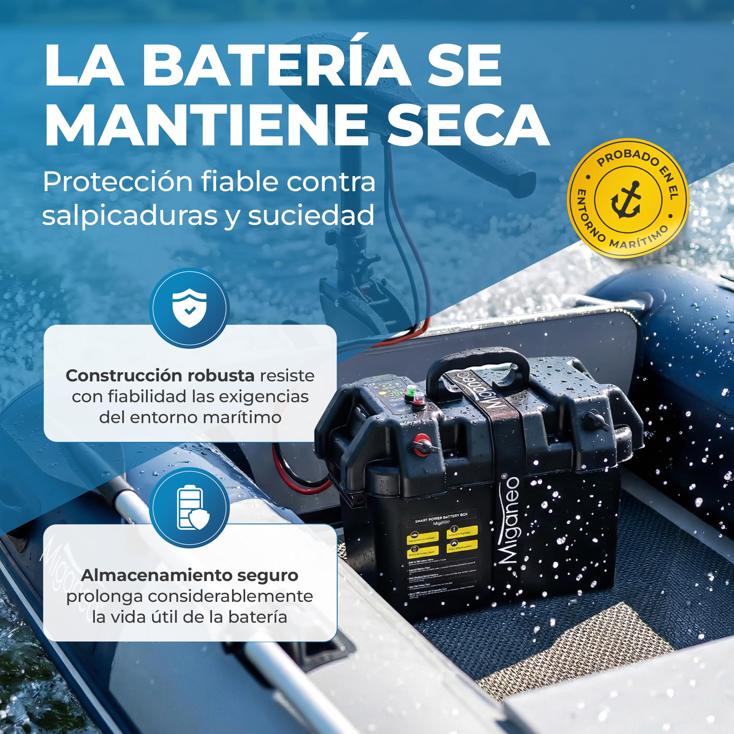 Miganeo Caja batería para barco motor eléctrico motor manguera barco fueraborda
