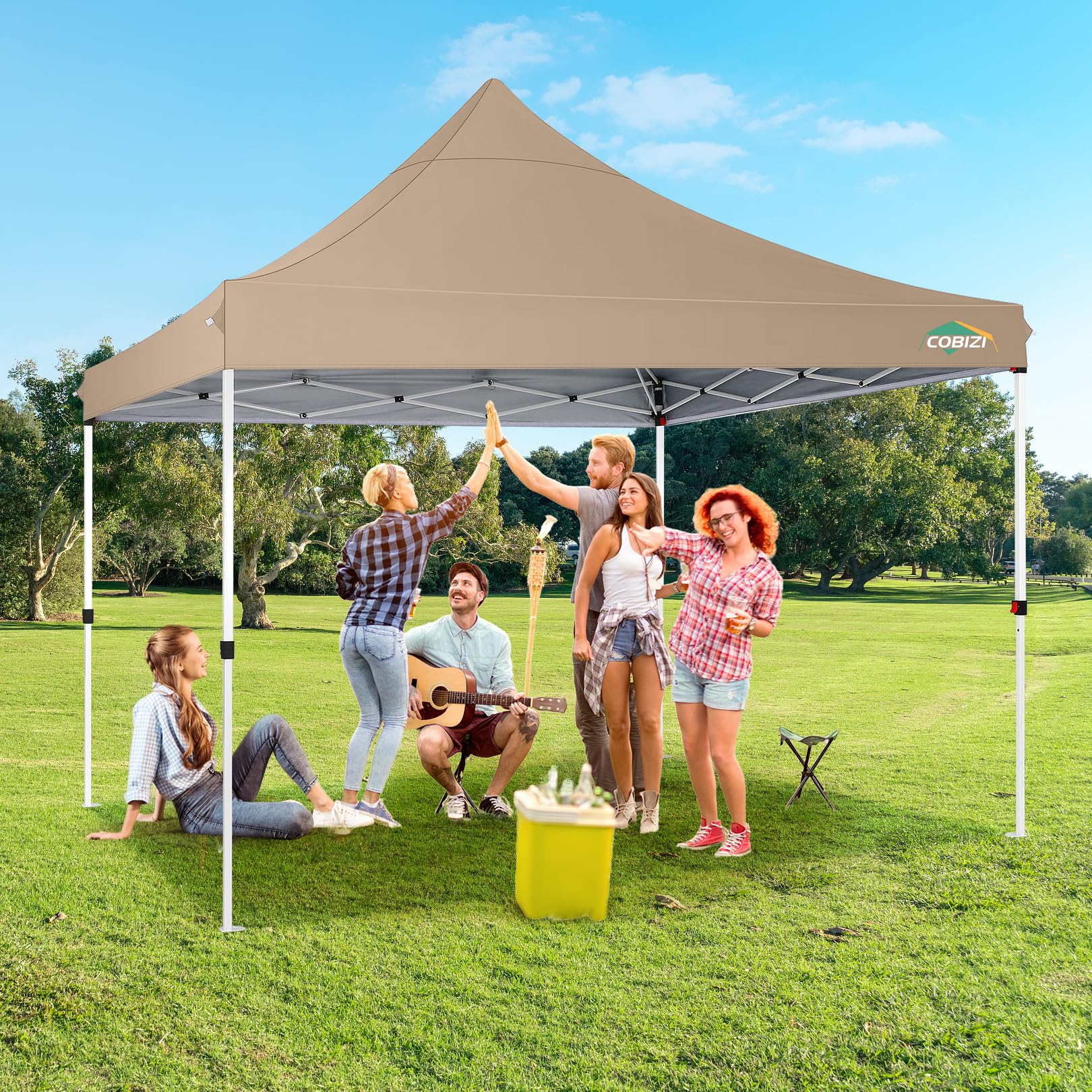 COBIZI 10x10ft Pop Up Canopy with 4 Removable Sidewalls, Easy Up Commercial Gazebos, Waterproof and UV50+ Gazebo with Portable Bag, Adjustable Leg Heights, Tents for Parties, with 4 sandbags