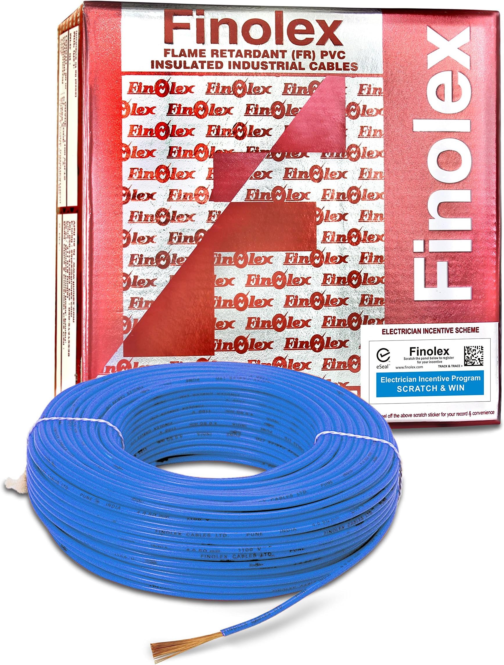 Finolex 4.0-Sqmm FR PVC Insulated Cable (Blue, 90 Mtr)