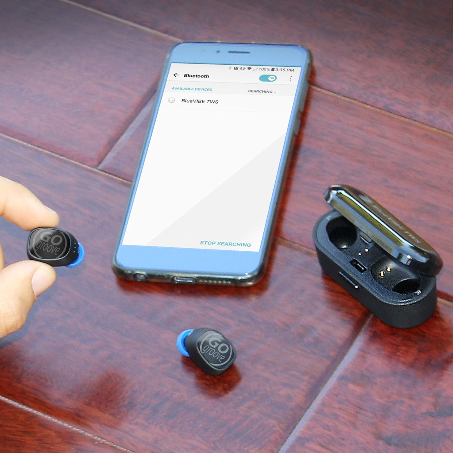 GOgroove TWS Mini Sport Bluetooth Wireless Charging Earbuds with Mic - Sweat Proof Earpods with IPX5 Water Protection, HD Microphone, 6 Pairs of Ear Tips - 12 Hour Battery Charging Travel Case