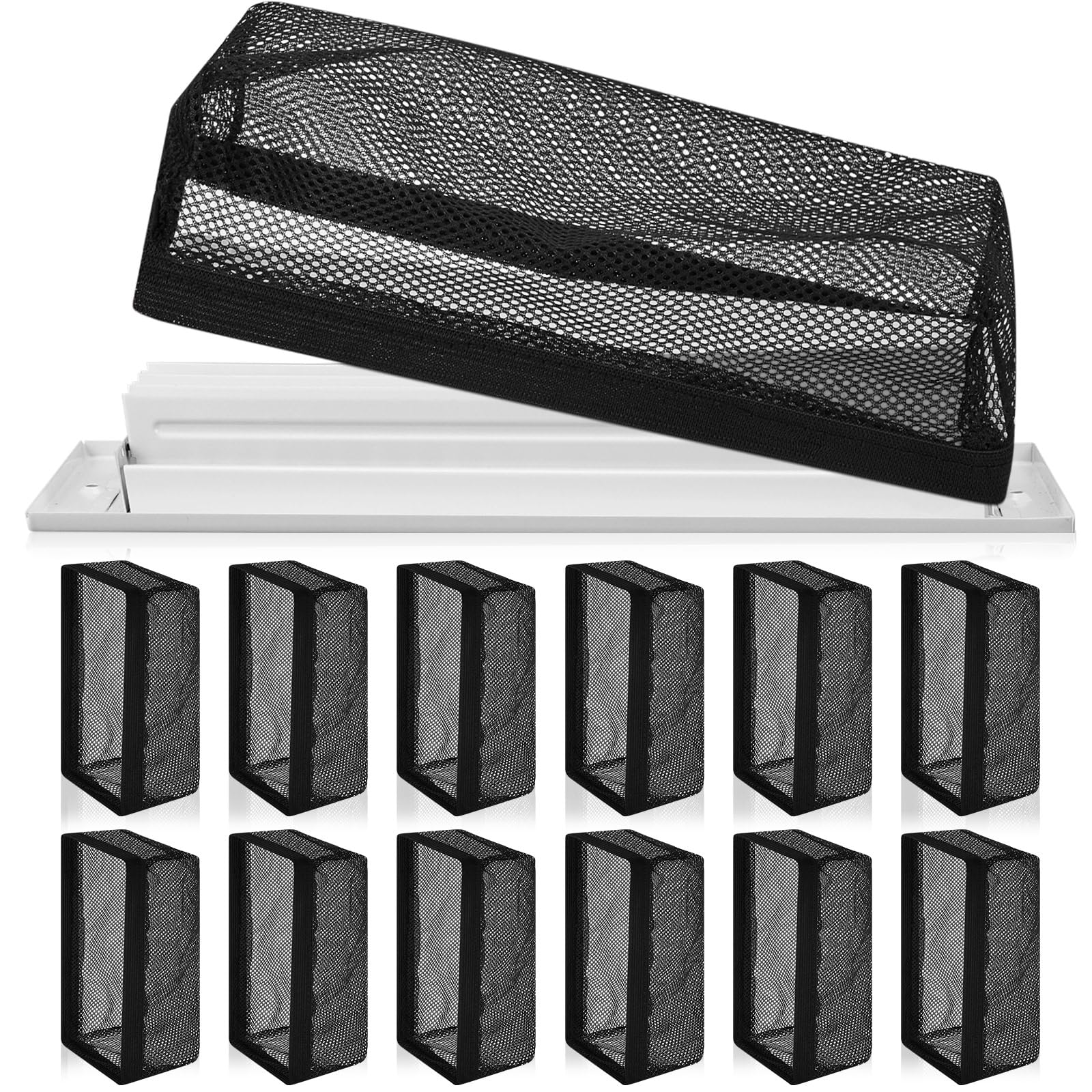 Zonon 12 Pcs 6 x 10 Inch Floor Register Cover Trap Vent Screen for Home Vent Mesh Elastic Band Filter Floor Register Trap Keeps Pet Hair,Food Out(