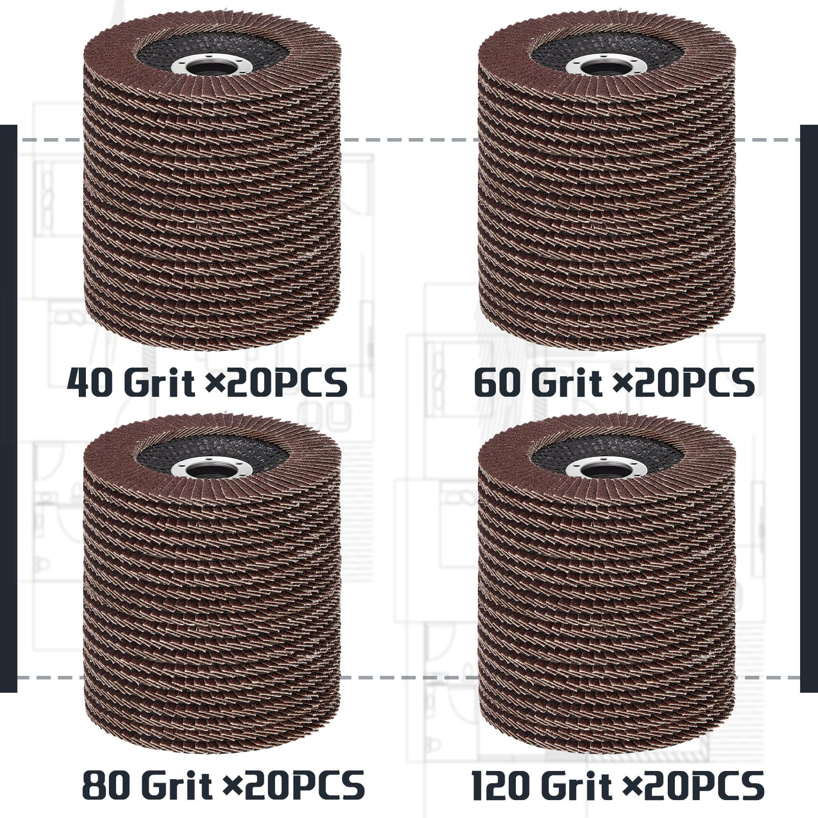 Landhoow Flap Discs - 80 Pcs Sanding Wheels -3