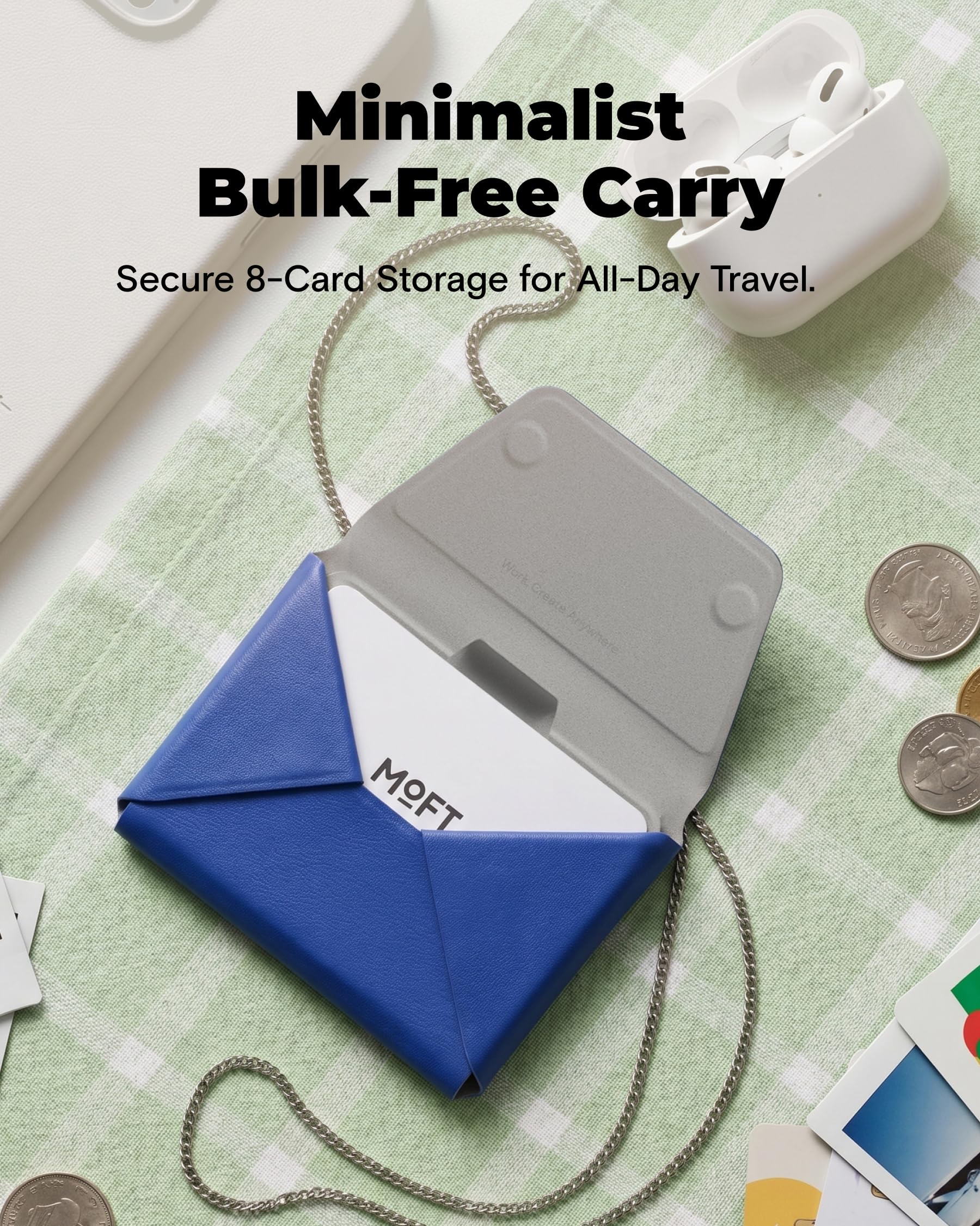 MOFT Cartera para Hombres y Mujeres, Delgado Tarjetero Magnético 8 Tarjetas con Diseño Pull to Access, Bloqueo RFID, MOVAS Veagn Cartera de Viaje Minimalista de Piel para Billetes y Monedas