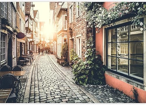 wall26 - Ciudad Vieja de Europa al atardecer con efecto de filtro retro vintage - Mural de pared extraíble Papel pintado autoadhesivo grande -