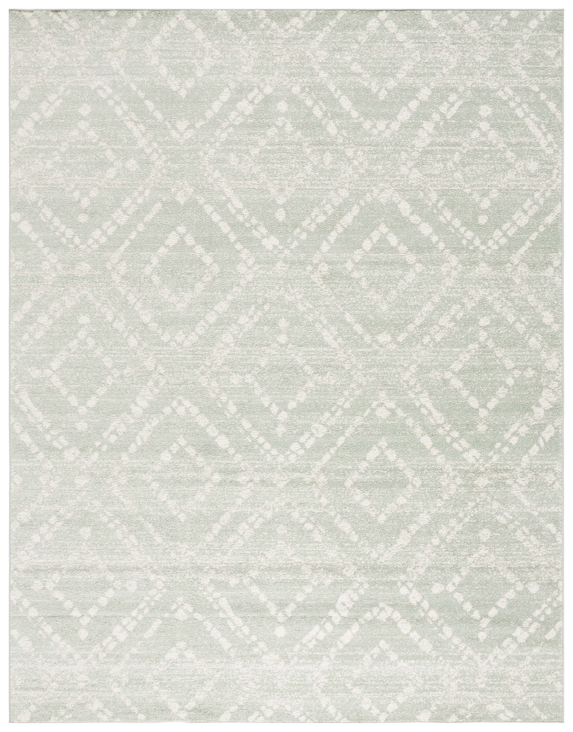 SAFAVIEH Adirondack Collection Area Rug - 10' x 14', Ivory & Green, Modern Diamond Distressed Design, Ideal for High Traffic Areas in Living Room,