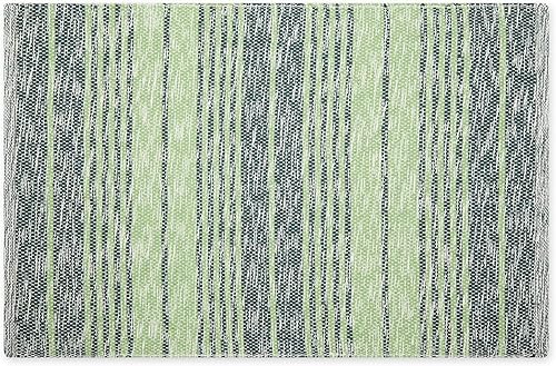 DII Woven Rag Rug Collection - Hilo reciclado a rayas rústicas abigarradas, 2 x 3 pies, color verde cazador