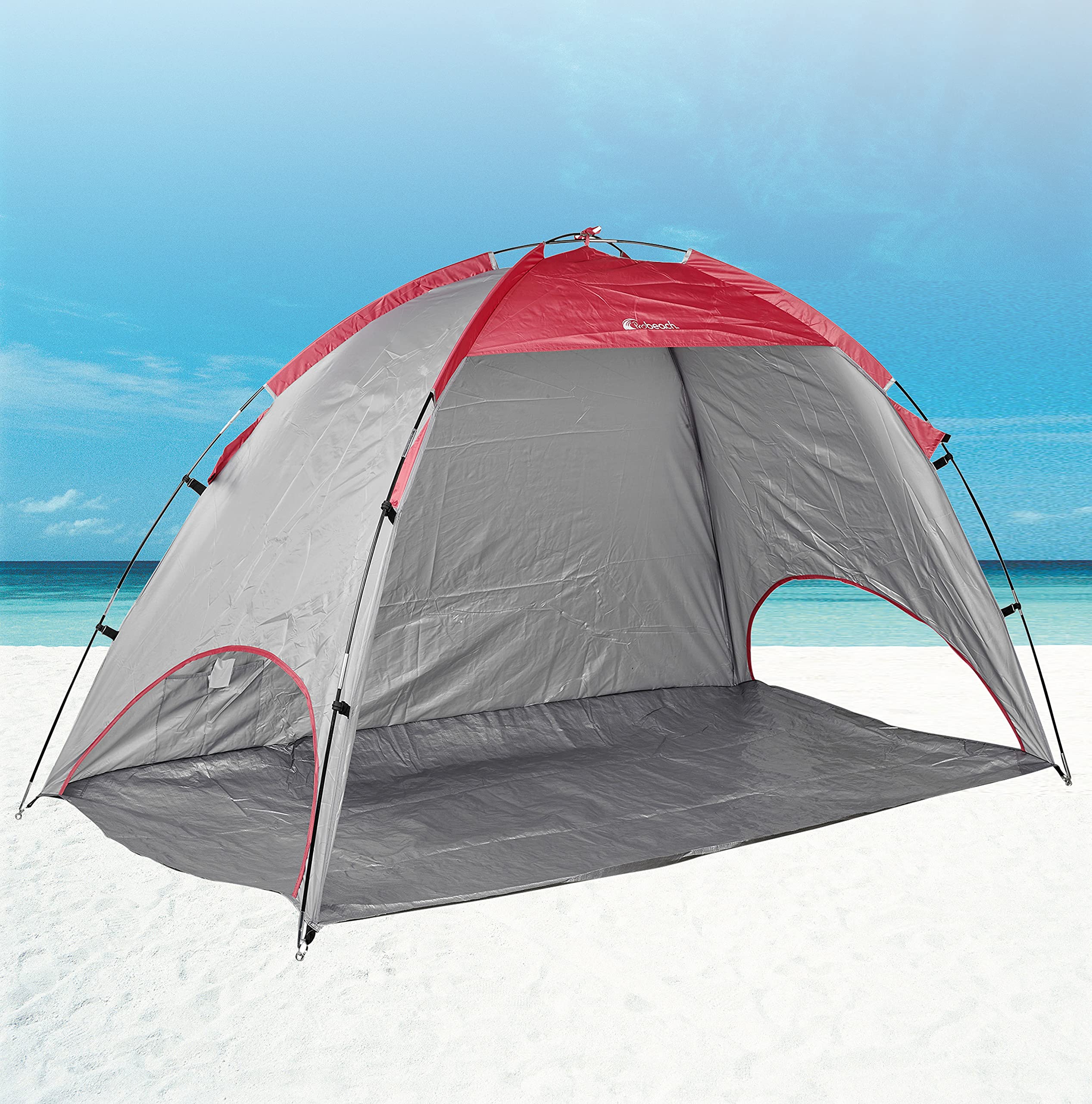 URBNLIVING Portable Red Tent Beach Shelter Sun Wind Screen Outdoor Shade UV Protection