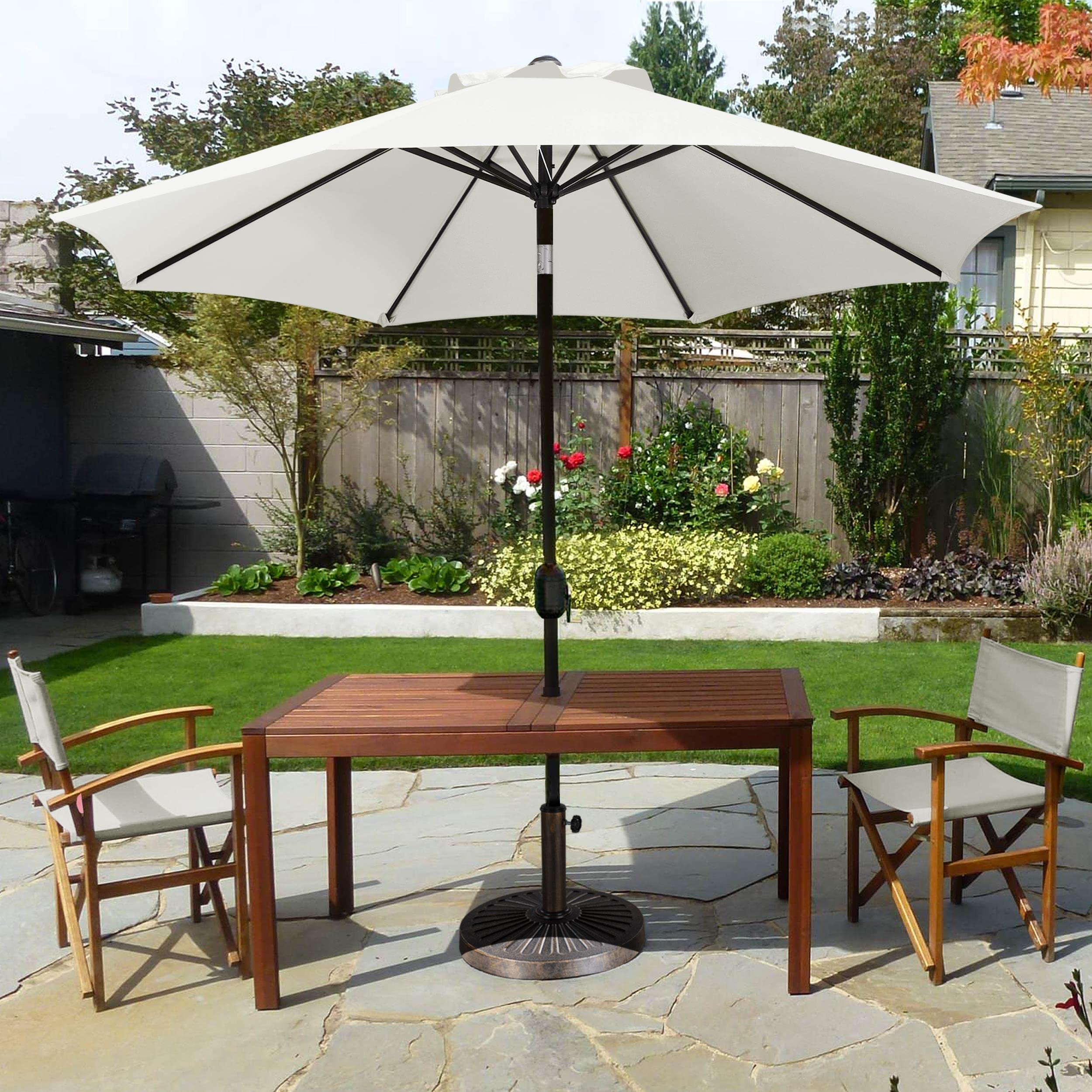 Yaheetech Parasol przeciwsłoneczny, okrągły, 270 cm, składany, z korbą, ochrona przed promieniowaniem UV, UPF 50+, kremowy