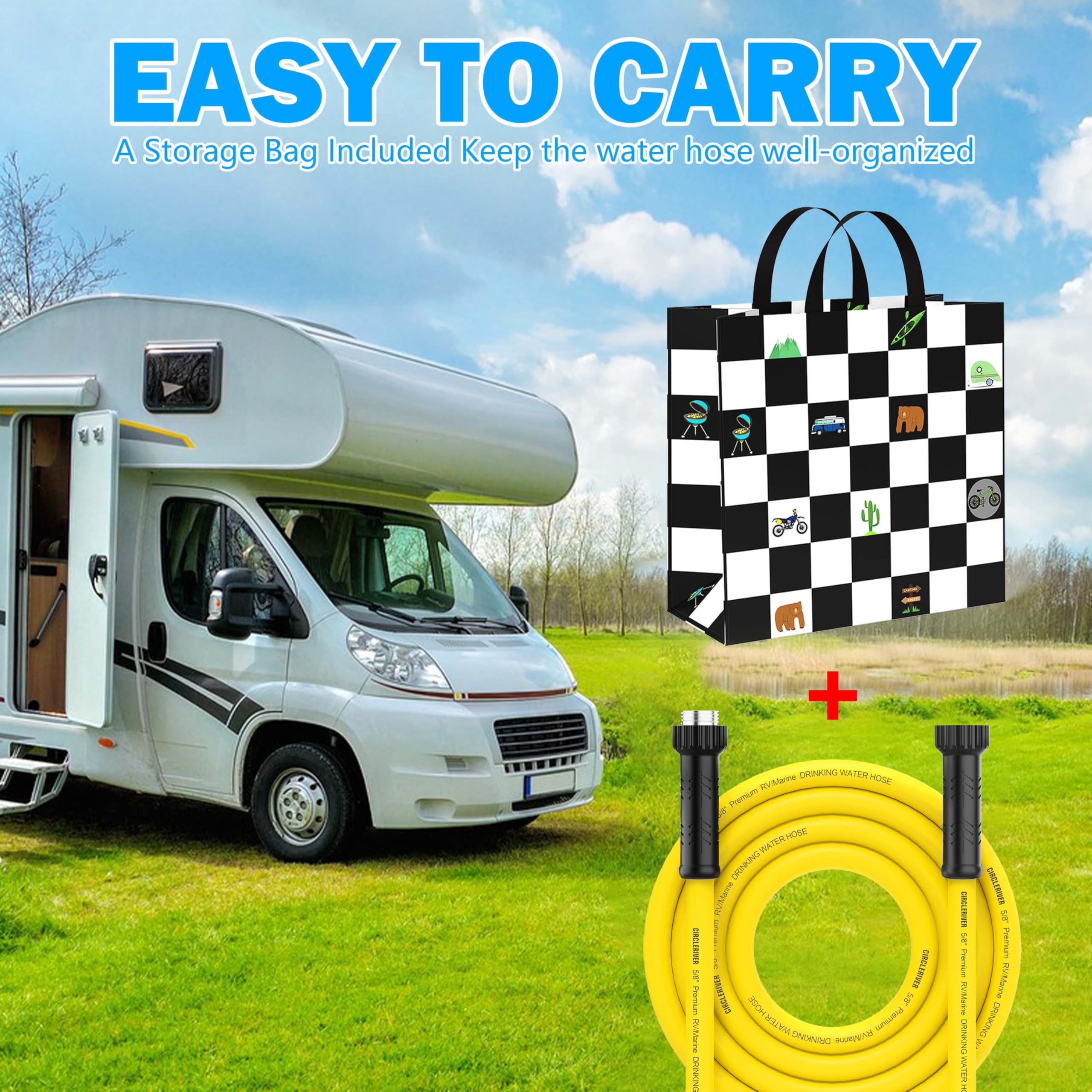 Tubo per acqua per camper da 15 m, 1,5 cm, per camper, campeggio, marine, rimorchi e camion, senza BPA, anti-piega e senza perdite