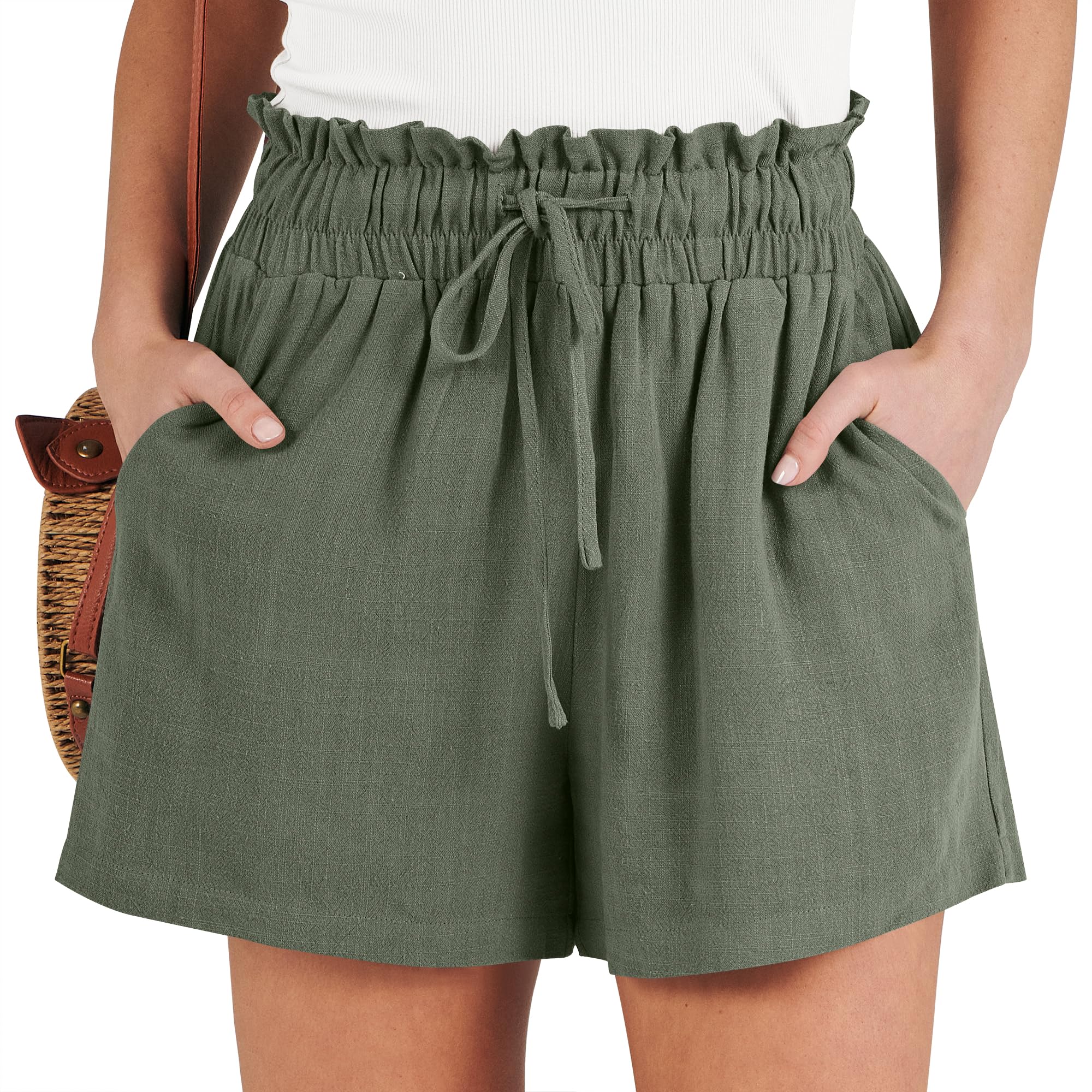 ANRABESS Women Linen Shorts Wide Leg