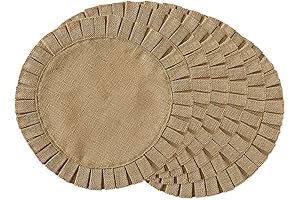 DII Set of 6 Round Burlap Tabletop Placemats