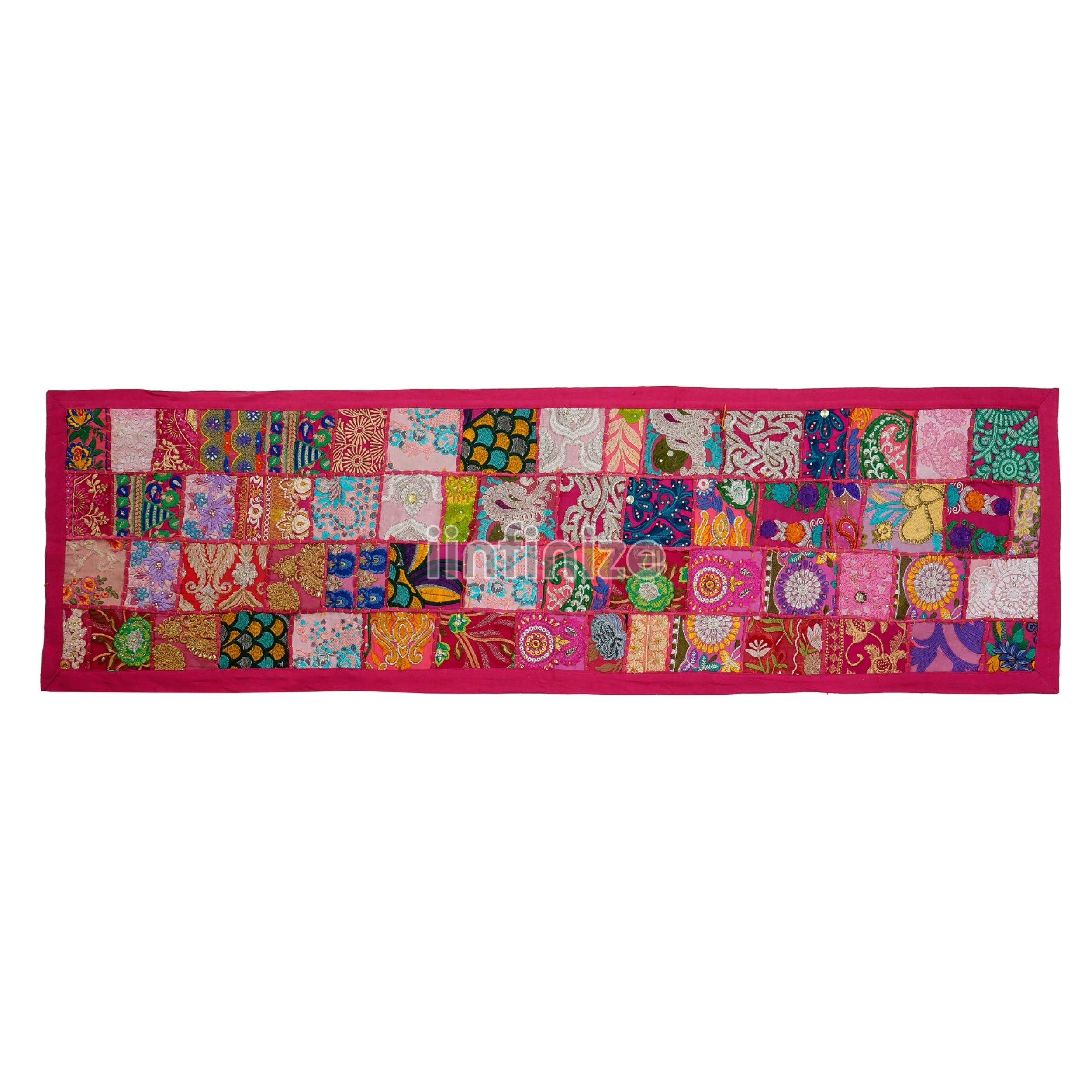 iinfinize Table Mat Runner Living Room Table Place Mat Dining Table Bowl Runner Embroidery Patchwork Cotton Vintage Table Mat 16x48 Inch Indian Kambadiya Table Cloth Runner Decorative Wedding Event