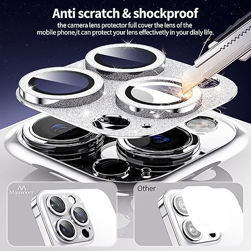 Miniatura 2 de Protector de lente de cámara para iPhone 14 ProiPhone 14 Pro Max, no afecta a la fotografía Anillo de metal brillante con purpurina brillante