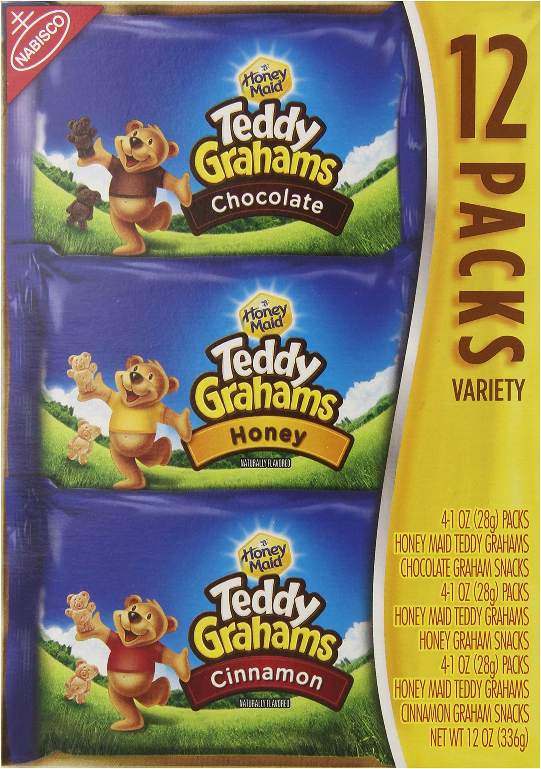 Teddy Grahams Snacks, Variety Pack (1-Ounce Packages), 12-Count Trays (Pack of 2)