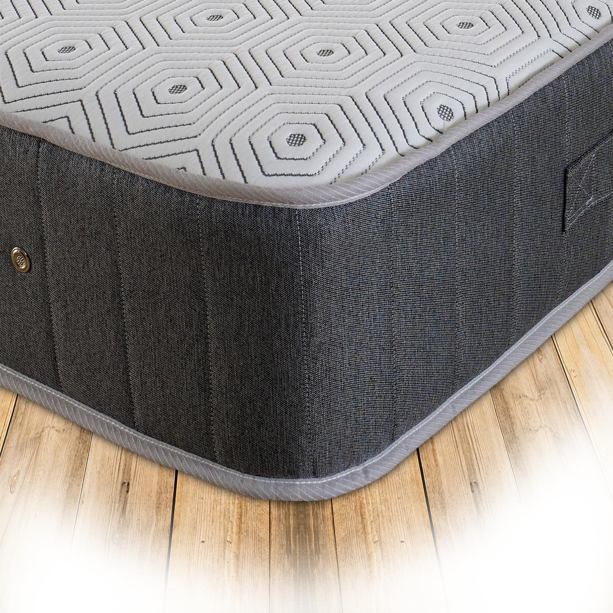 Starlight Beds Double Pocket Sprung Mattress. 23cm Deep, Grey, Medium Firmness, Hybrid Pocket Sprung Double Mattress with Memory Foam (135cm x 190cm x 23cm) (4ft6 x 6ft3)