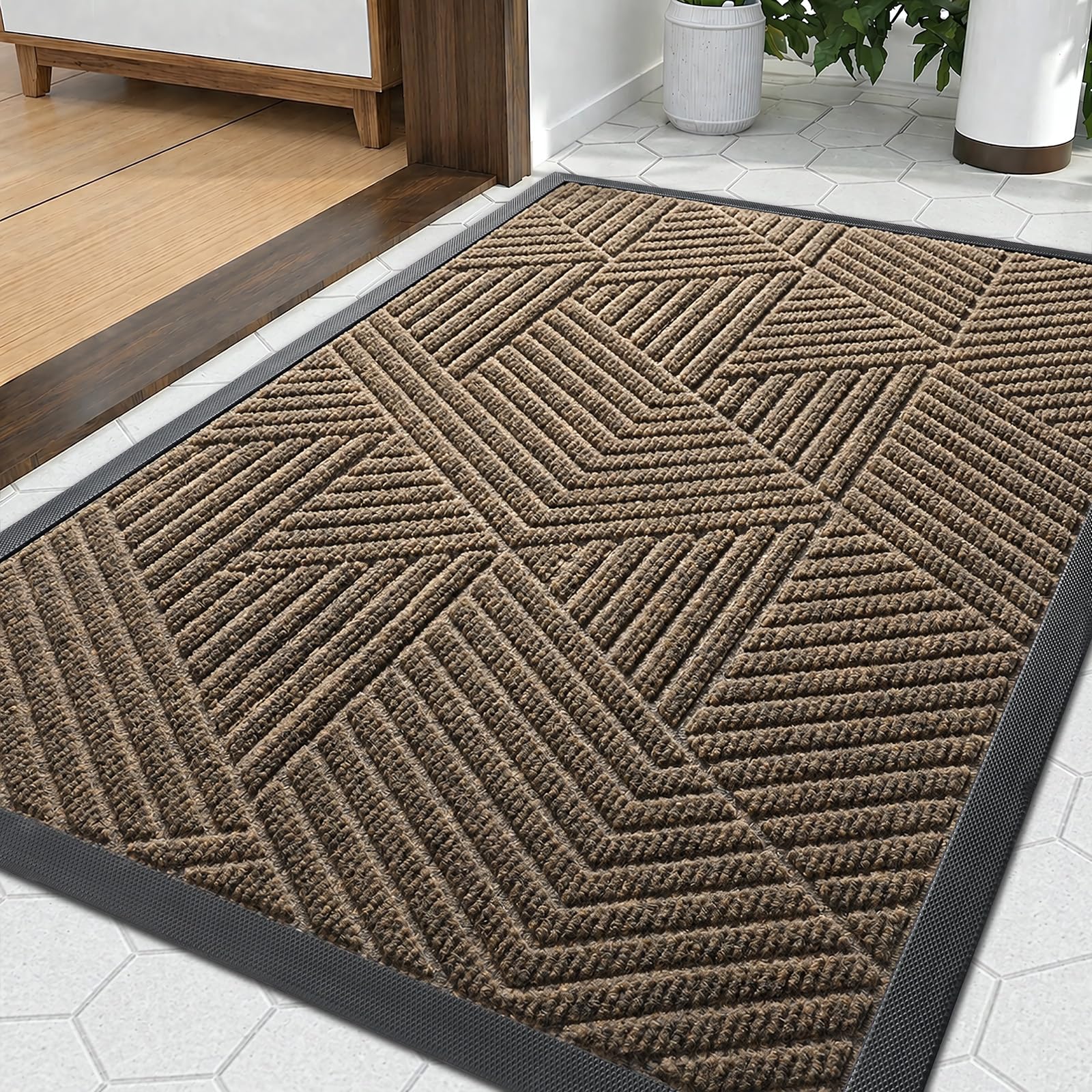 Tuocal Door Mat Outdoor, Dirt Trapper Door Matts Indoor, 43x75cm, Brown โ image 1