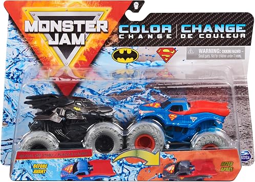 Monster Jam, Official Batman Vs. Superman Color-Changing Die-Cast Monster Trucks, 164 Scale