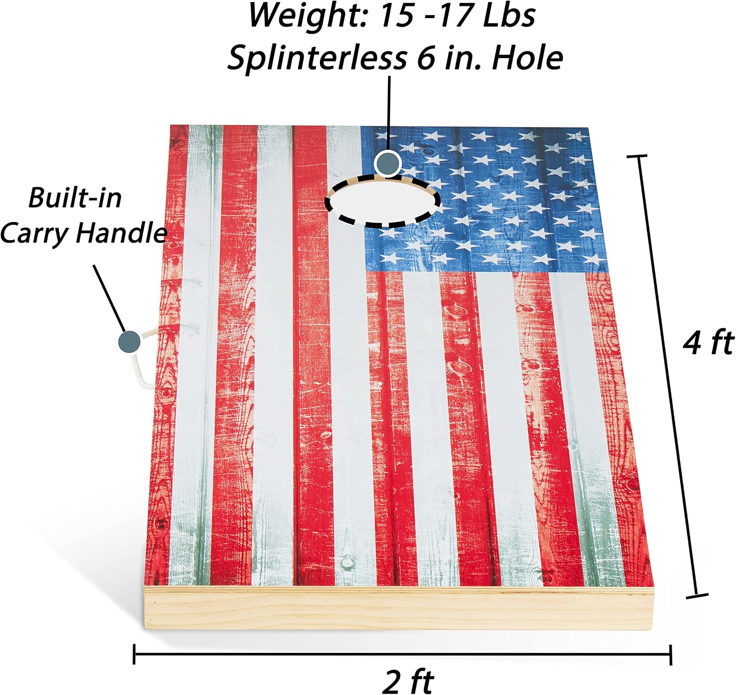 Cornhole Set 4'x2' Regulation Size Cornhole Boards Solid Wood Printed Pattern,Includes 8 Regulation Bean Bags and Built-in Scorekeepers, for Beach, Camping, Lawn, Tailgating,Backyard and Outdoor Games