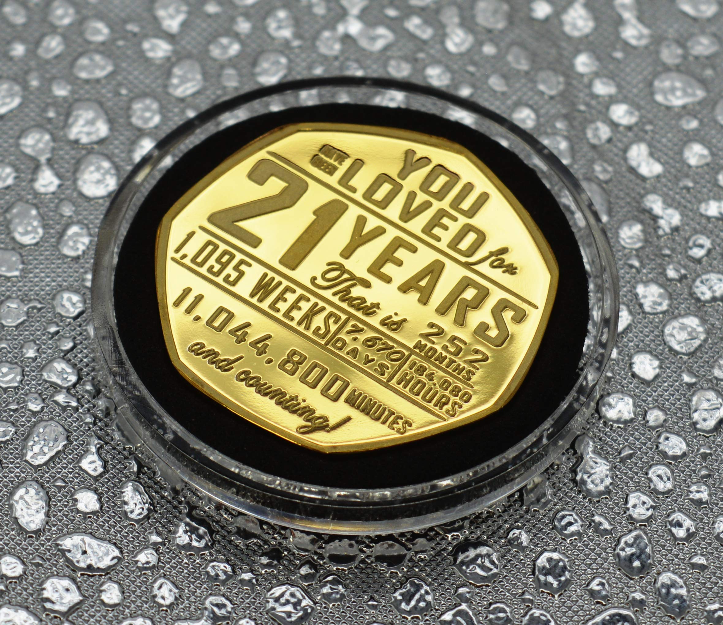 The Commemorative Coin Company 21st Birthday 24ct Gold Commemorative in Capsule. Gift/Present Congratulations/Party/Celebration/Ideas. Celebrating 21 Years