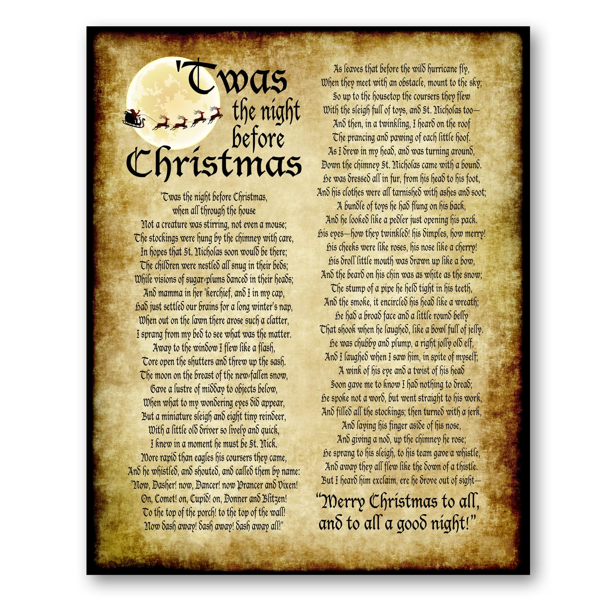 Amazon.com: Twas the Night Before Christmas Poem 8x10 Nostalgia Gift Print : Handmade Products for Poem Free Printable Twas The Night Before Christmas Words